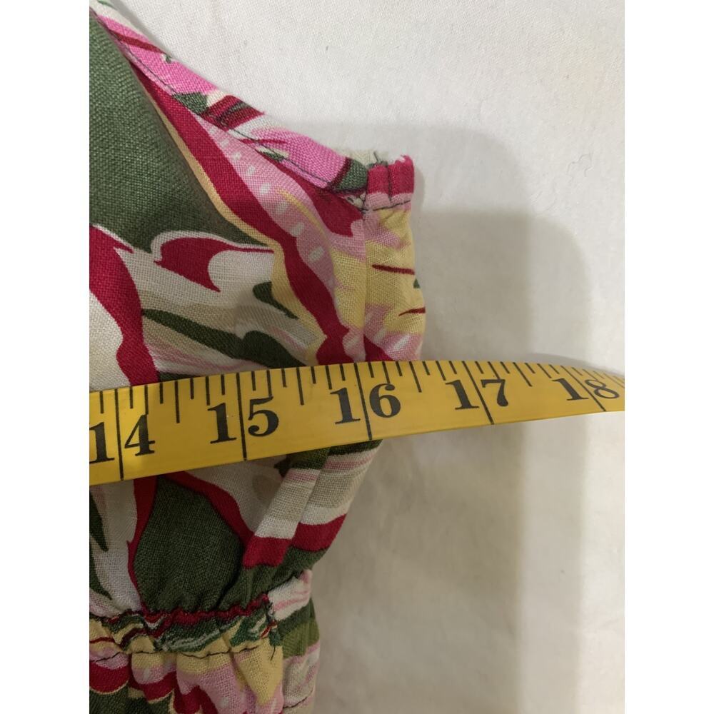 Loft beach Floral Linen dress Small Petite Short Elastic Waist Beachy Resort - Picture 4 of 8
